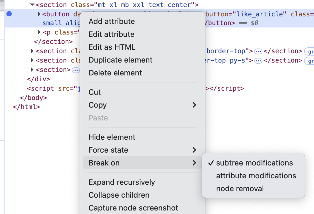 dev Tool Break Subtree